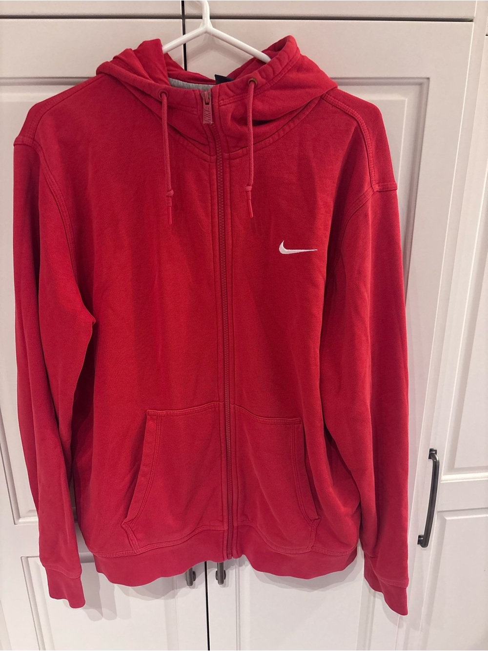 Nike Red Full-Zip Hoodie Jacket with White Swoosh Mens xl
